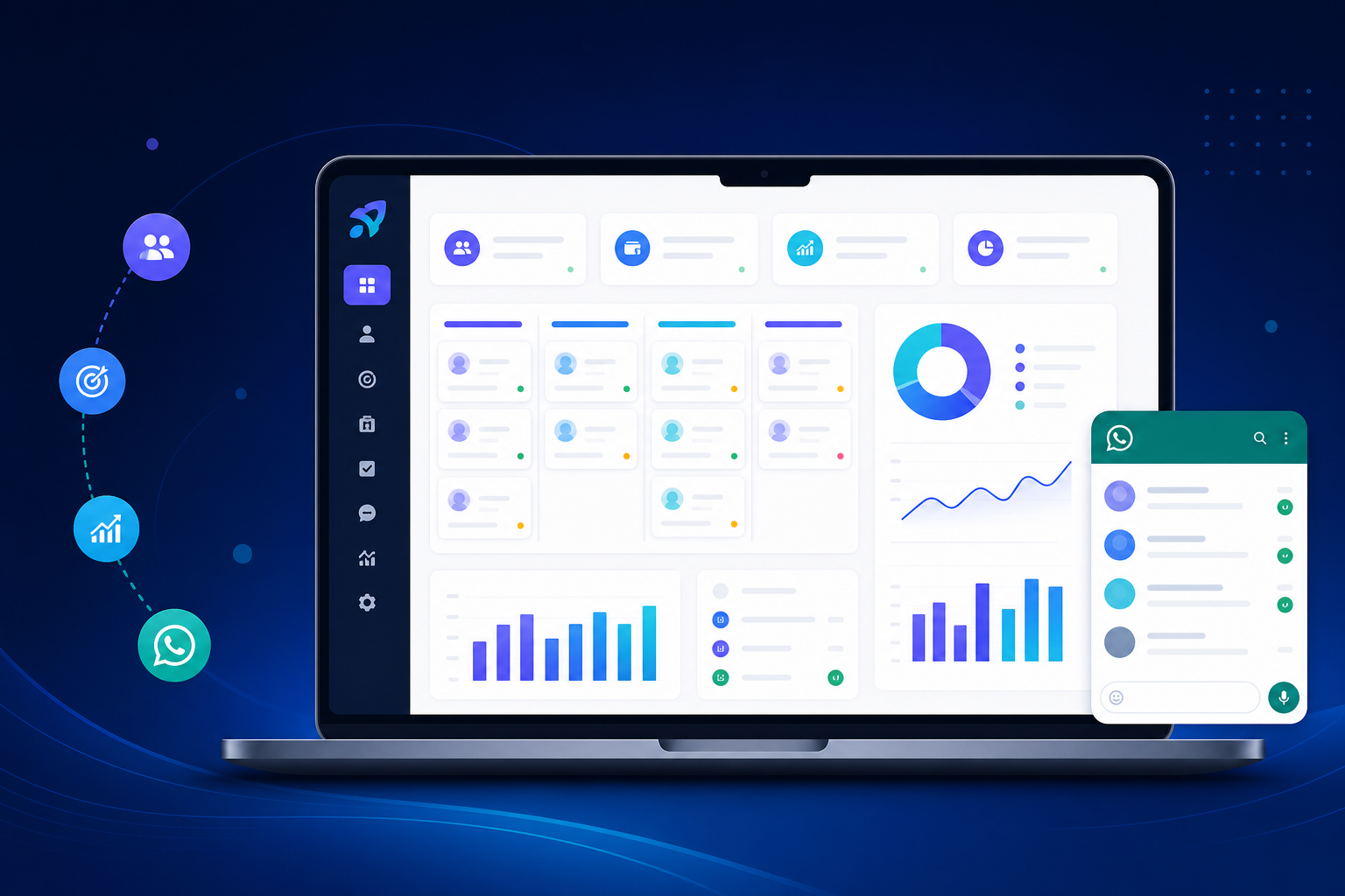 GoBooster CRM dashboard with leads pipeline and revenue analytics