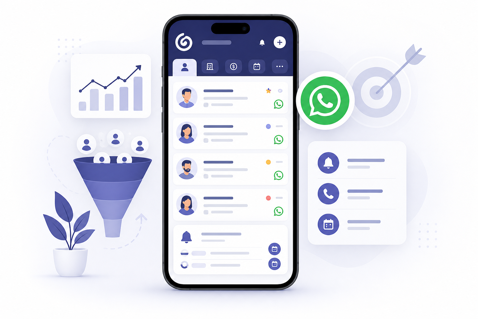 GoBooster mobile CRM app on smartphone